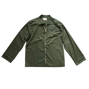 Crossley Zip Front Shirt Jacket Shacket Mens Large Green Long Sleeve Cotton